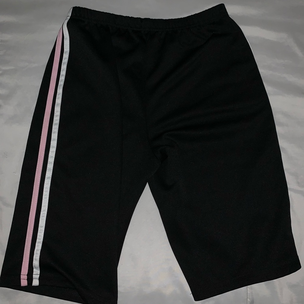 White and pink striped shorts